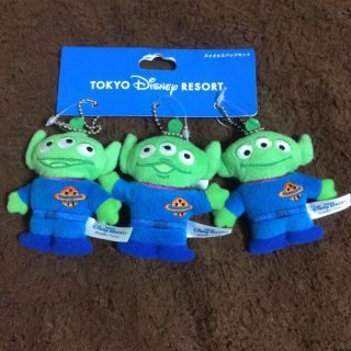 ディズニー(Disney)のリトルグリーンメンぬいぐるみバッジ(キーホルダー)