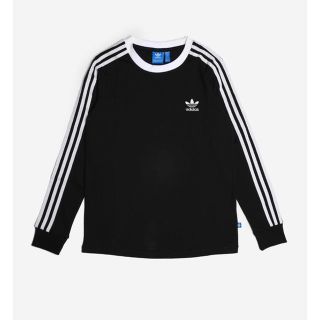 アディダス(adidas)の新品 タグ付き Mサイズ アディダス 3ストライプ LONG TEE 黒(Tシャツ(長袖/七分))