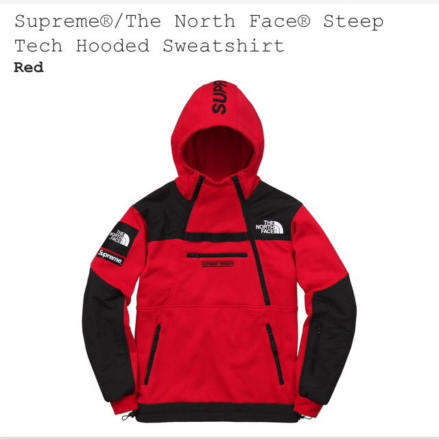 【気質アップ】 supreme - Supreme THE S Red Tech Steep FACE NORTH スウェット