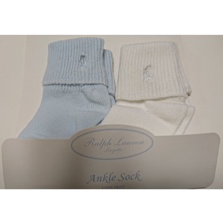 ラルフローレン(Ralph Lauren)の《未使用》ラルフローレン新生児靴下2組☆白&青ホワイト&ブルー(靴下/タイツ)
