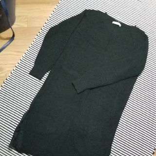 ショコラフィネローブ(chocol raffine robe)のロングニットワンピ 黒 (ひざ丈ワンピース)