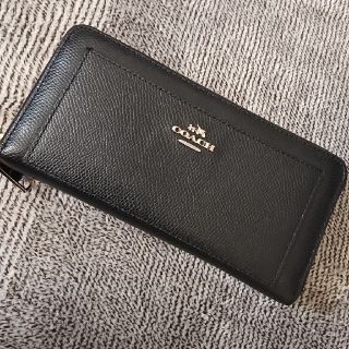 コーチ(COACH)のCOACH クロスグレイン レザー 長財布 ブラック(財布)