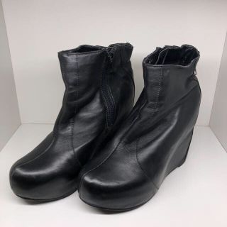 ジェフリーキャンベル(JEFFREY CAMPBELL)の本革箱あり☆JEFFREY CAMPBELL黒ハイウェッジブーティ(ブーティ)