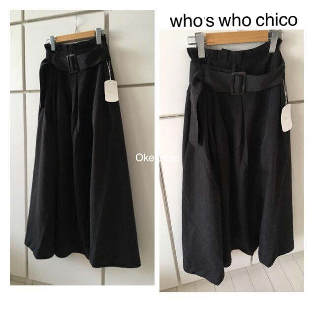 who's who Chico(フーズフーチコ)の1度使用しました☆太ベルト付きロングフレアスカート ブラック レディースのスカート(ロングスカート)の商品写真