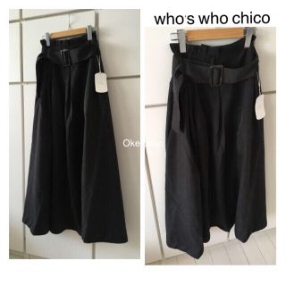 フーズフーチコ(who's who Chico)の1度使用しました☆太ベルト付きロングフレアスカート ブラック(ロングスカート)