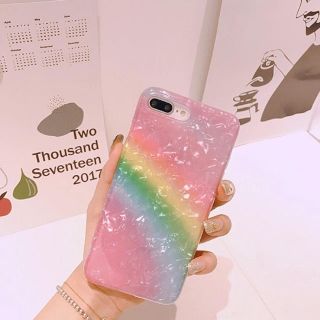 アイフォーン(iPhone)のiPhoneX ■ iPhoneケース♡ピンクレインボーシェル(iPhoneケース)