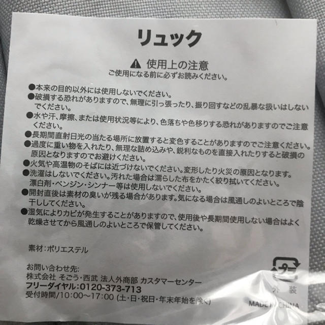 【未開封】埼玉西武ライオンズ リュック スポーツ/アウトドアの野球(記念品/関連グッズ)の商品写真