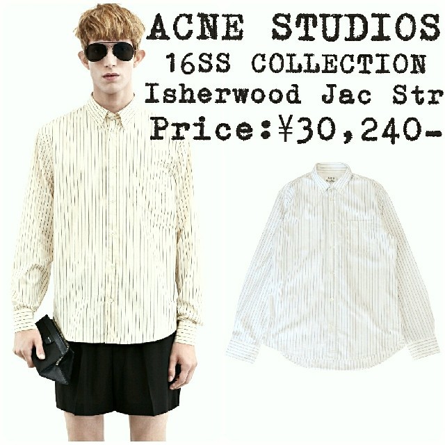 定価￥3万★16SS★ACNE STUDIOS★ストライプシャツ★46★ホワイト