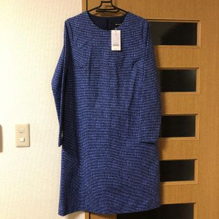 マリメッコ(marimekko)のマリメッコ marimekko コットンワンピース ブルー 波柄 大きいサイズ(ひざ丈ワンピース)