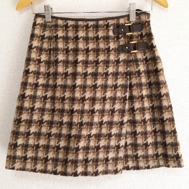 ANAYI(アナイ)の【美品】アナイ ウール 千鳥格子 チェック ラップスカート 36(S) レディースのスカート(ミニスカート)の商品写真