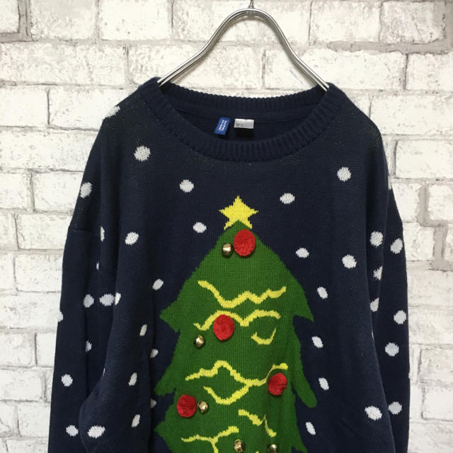 【90s】クリスマスツリー柄ニット 鈴付き 超美品 メンズのトップス(ニット/セーター)の商品写真