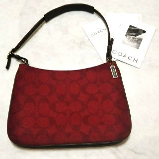 コーチ(COACH)の【コーチ】ワインレッド シグネチャー ショルダーバッグ ウール(ショルダーバッグ)