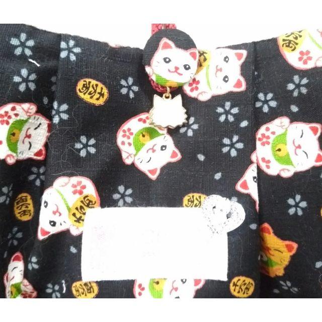 ☆ハンドメイド☆グラニーバッグ 黒系 招き猫柄 肩掛けタイプ ハンドメイドのファッション小物(バッグ)の商品写真