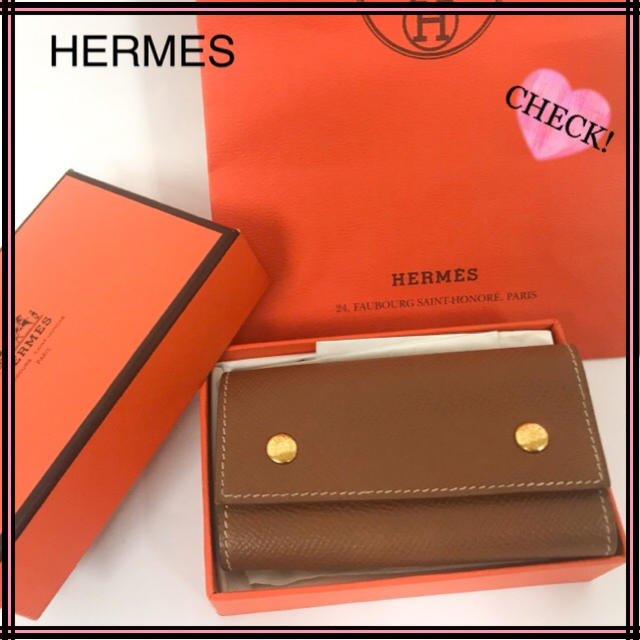 HERMES エルメス レザー6連キーケース クシュベル系×ゴールドカラー