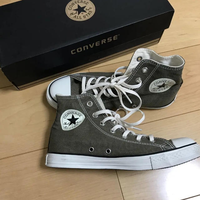 CONVERSE(コンバース)の新品同様 コンバース ハイカット リネン オリーブ レディースの靴/シューズ(スニーカー)の商品写真