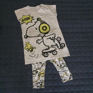 スヌーピー(SNOOPY)のスヌーピーTシャツ＆レギンスセットアップグレー系135140cm(Tシャツ/カットソー)