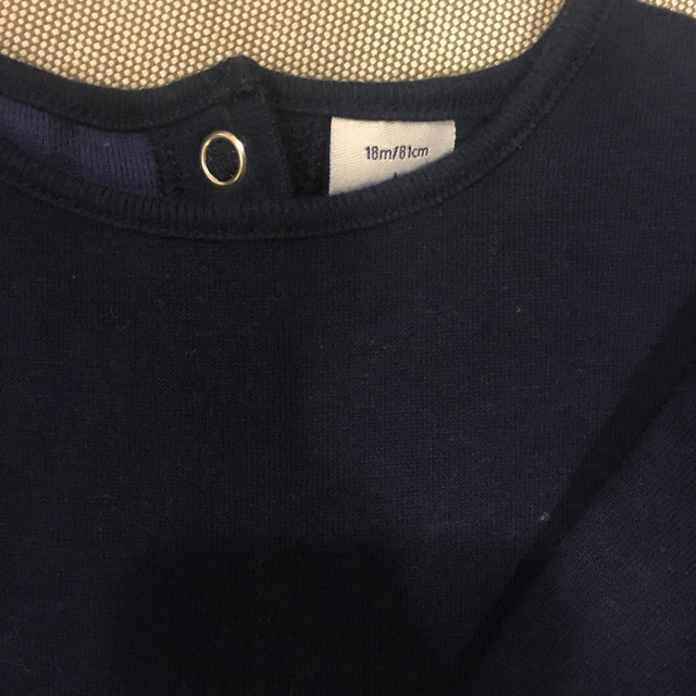 PETIT BATEAU(プチバトー)の【美品】PETIT BATEAU　ワンピースネイビー　81ｃｍ キッズ/ベビー/マタニティのベビー服(~85cm)(ワンピース)の商品写真