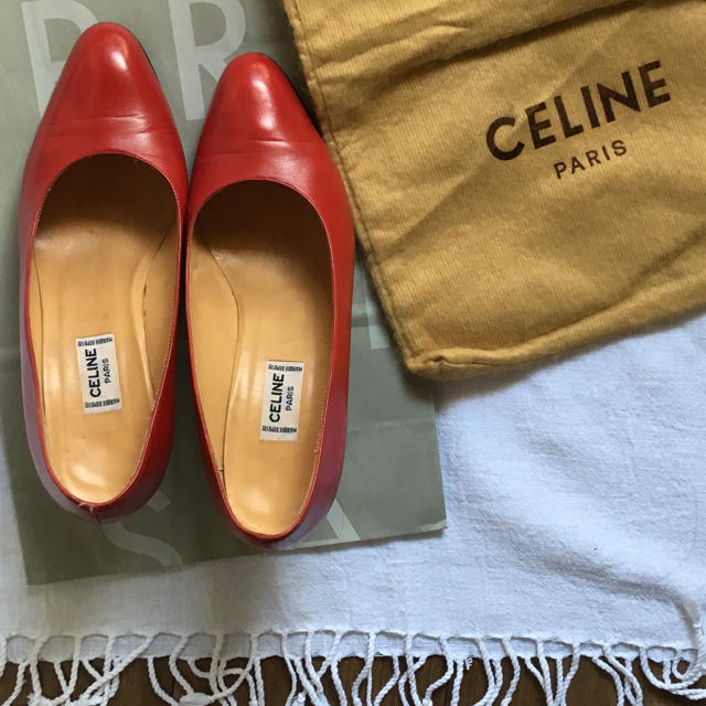 celine(セリーヌ)のCeline セリーヌ 赤 レッド パンプス ハイヒール レディースの靴/シューズ(ハイヒール/パンプス)の商品写真