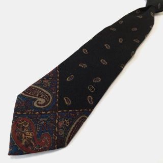 グッチ(Gucci)のKID様専用 グッチ ネクタイ 高級ウール イタリア製 ペイズリー柄 黒(ネクタイ)