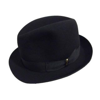 ボルサリーノ(Borsalino)のイタリア製 ボルサリーノ 中折れ フェルト ハット 60 黒 ラビットファー(ハット)