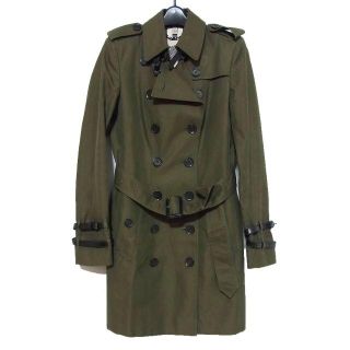 バーバリー(BURBERRY)のイタリア製 バーバリー プローサム レザー ベルト トレンチコート 38 カーキ(トレンチコート)