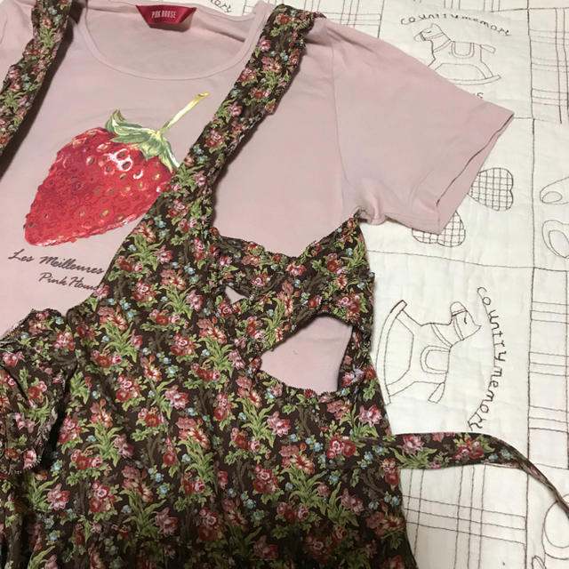 PINK HOUSE(ピンクハウス)のピンクハウス❣️小花柄🌸とリボンの🎀のジャンバースカート💕 レディースのワンピース(ロングワンピース/マキシワンピース)の商品写真