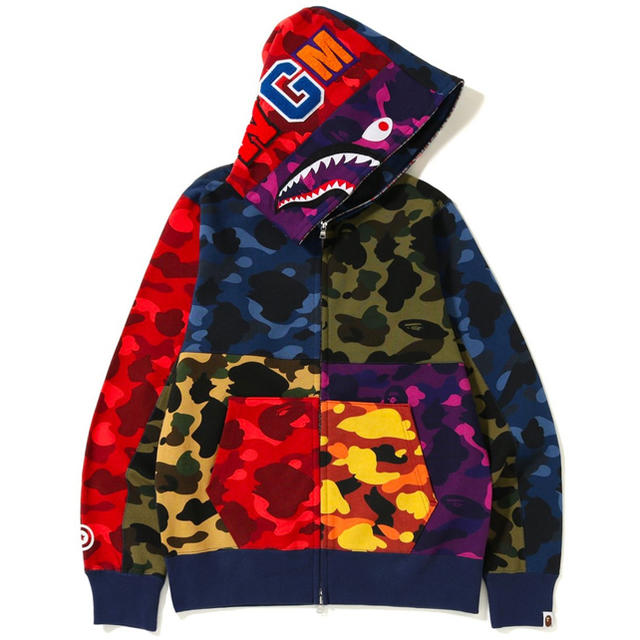 A BATHING APE - Bape Mix Camo Shark Full ZIP Hoodie XLの通販 by XV ...