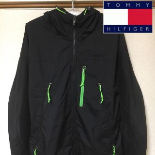 トミーヒルフィガー(TOMMY HILFIGER)の【美品】Tommy ナイロンジャケット ブラック×ライトグリーン M(ナイロンジャケット)