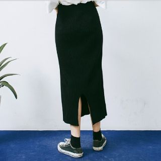 スタイルナンダ(STYLENANDA)のchuu新品◎バックスリットリブロングSK(ロングスカート)