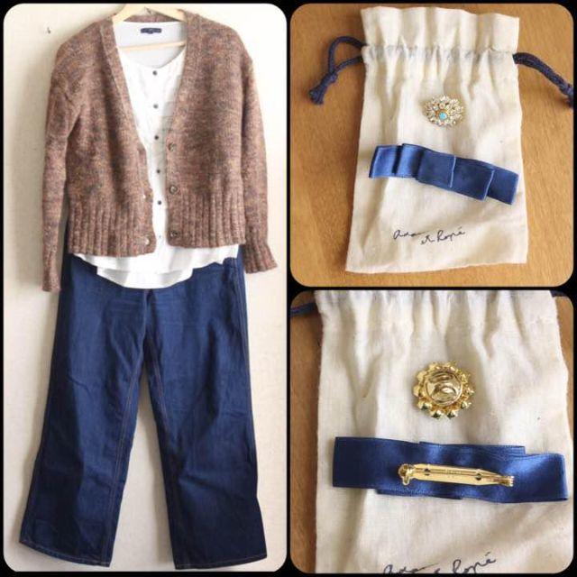 Adam et Rope'(アダムエロぺ)の!!frmjpn様専用!! ☆ブローチ付き！カシミヤカーディガン☆スローブイエナ レディースのトップス(カーディガン)の商品写真