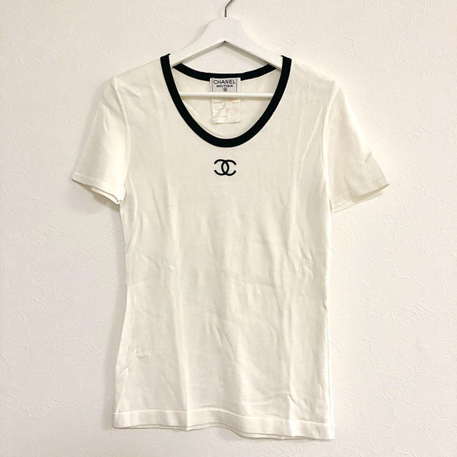 CHANEL Tシャツ ロゴ ブティック バイカラー ヴィンテージ シャネル