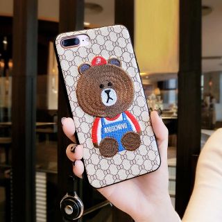 【iPhone7.iPhone8ケース】くま刺繍ケース(iPhoneケース)