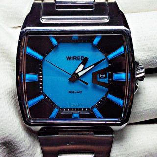 ワイアード(WIRED)のSEIKO WIRED ワイアード メンズソーラー腕時計 文字盤水色&黒スクエア(腕時計(アナログ))