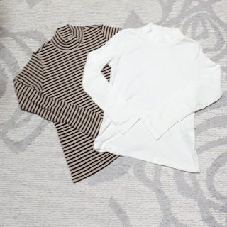 ユニクロ(UNIQLO)のハルべべさま専用　UNIQLO　リブハイネックTシャツ(Tシャツ/カットソー)