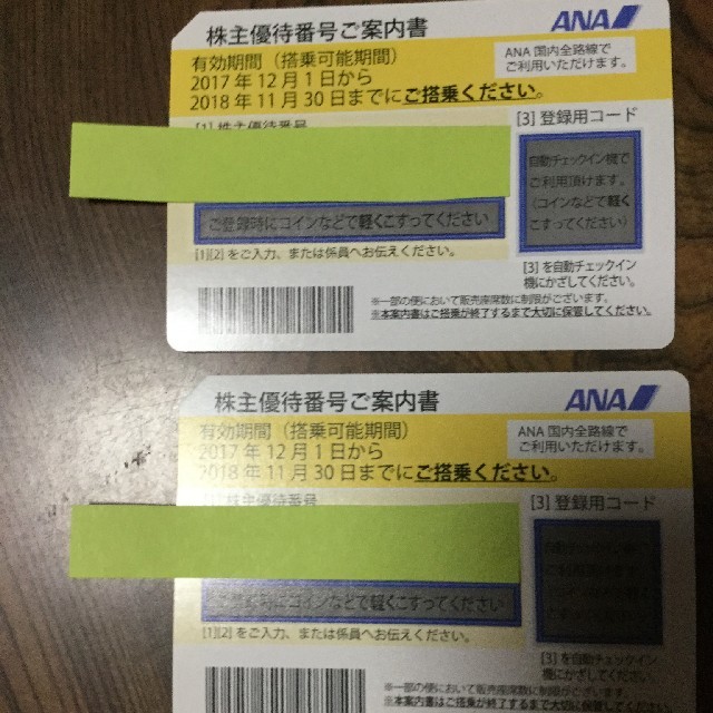 ANA株主優待券　２枚 チケットの優待券/割引券(その他)の商品写真