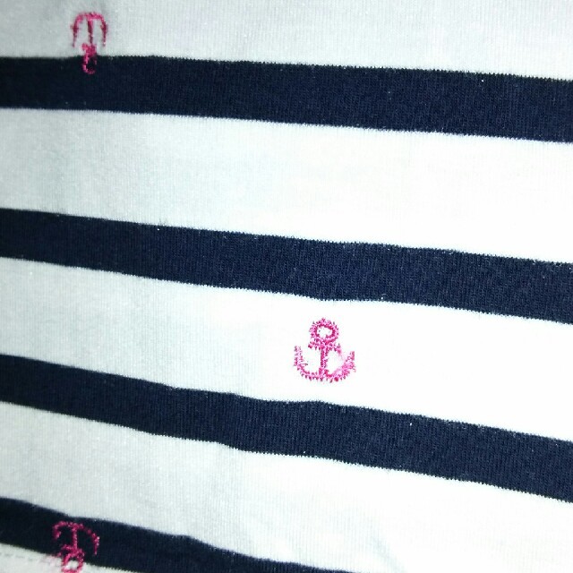 しまむら(シマムラ)のマリン ボーダー 刺繍 シャツ セーラーカラー レディースのトップス(Tシャツ(半袖/袖なし))の商品写真