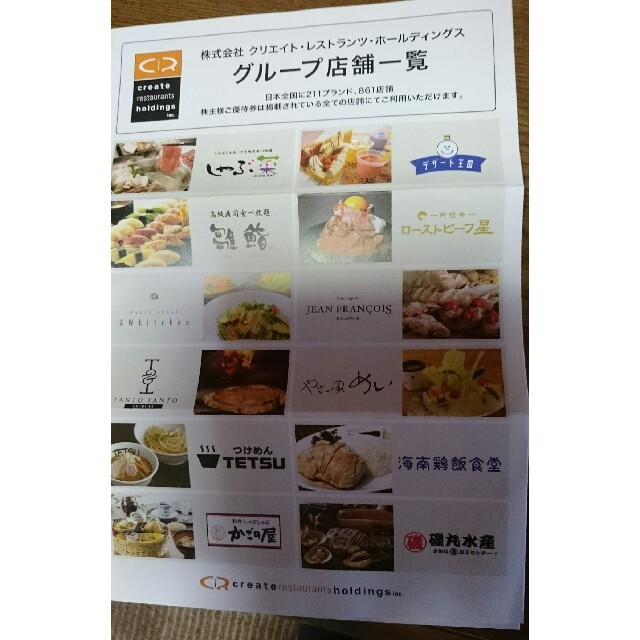 orangerabbit様専用 クリエイトレストランツ優待券 チケットの優待券/割引券(レストラン/食事券)の商品写真