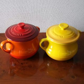 ルクルーゼ(LE CREUSET)のルクルーゼスープポット オレンジとイエローのグラデーション(食器)