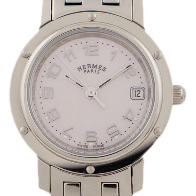 Hermes - エルメス CL4.210 クリッパー SS QZ ピンクシェル レディース腕時計