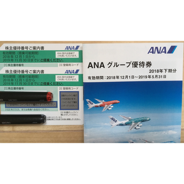 ANA株主優待２枚(2019年11月30日まで)+優待券冊子 航空券