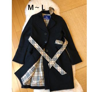 バーバリーブルーレーベル(BURBERRY BLUE LABEL)の美品本物バーバリーブルーレーベル上質ウールアンゴラコート♫M〜Ｌ人気品(ロングコート)