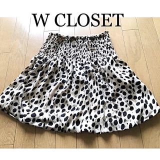 ダブルクローゼット(w closet)のW CLOSET レオパード柄スカート アニマル ゴム ダブルクローゼット(ミニスカート)