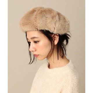 美品 アナザーエディション ファー ベレー帽 ベージュ