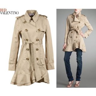 レッドヴァレンティノ(RED VALENTINO)のREDValentino　レッドヴァレンティノ　ラッフルトレンチコート　42(トレンチコート)