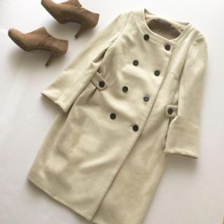 ドレステリア(DRESSTERIOR)の美品 定価6.8万*ドレステリア*ビーバーウールノーカラーコート(ロングコート)