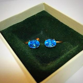 ジュエリーツツミ(JEWELRY TSUTSUMI)の希少レア【新品】天然大粒ブルートパーズ18Kイヤリング 鑑定書付 天然石ゴールド(イヤリング)