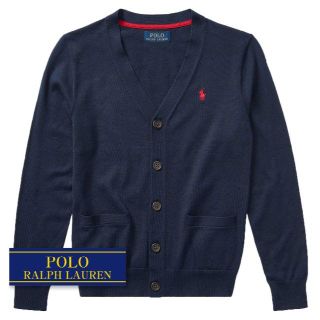 ラルフローレン(Ralph Lauren)の☆新品☆ 150 ラルフローレン Vネックカーディガン ネイビー 3934 (カーディガン)