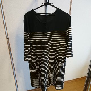 ベルメゾン(ベルメゾン)のマタニティパジャマ size3L 白黒ボーダー 綿100% (マタニティパジャマ)