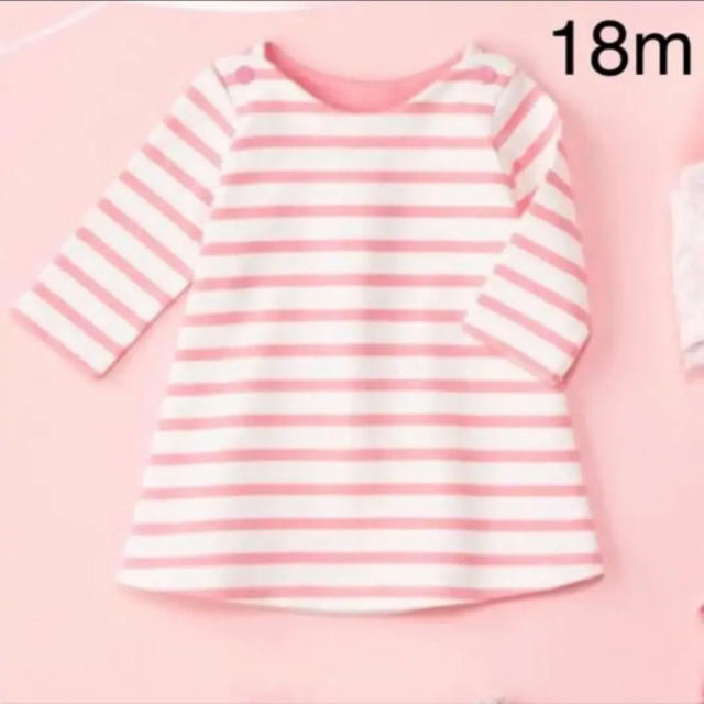 PETIT BATEAU(プチバトー)の新品 プチバトー ピンクマリニエールワンピース 18m キッズ/ベビー/マタニティのベビー服(~85cm)(ワンピース)の商品写真