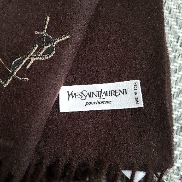 Saint Laurent(サンローラン)の【新品】YSL マフラー　COFFEE　ブラウン　レアカラー　箱付き レディースのファッション小物(マフラー/ショール)の商品写真